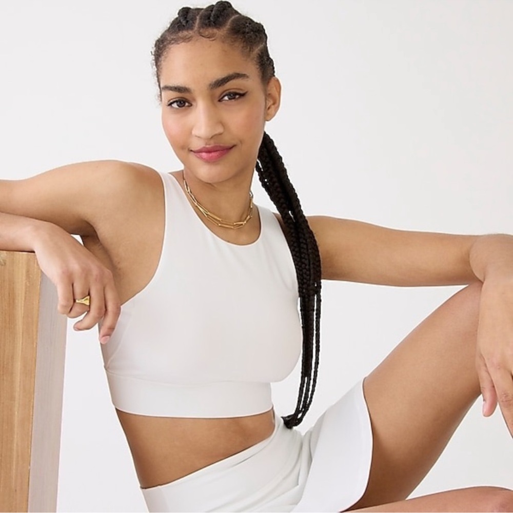 NWT J. Crew CloudStretch High Neck Sports Bra White BK318 Small - Picture 7 of 9